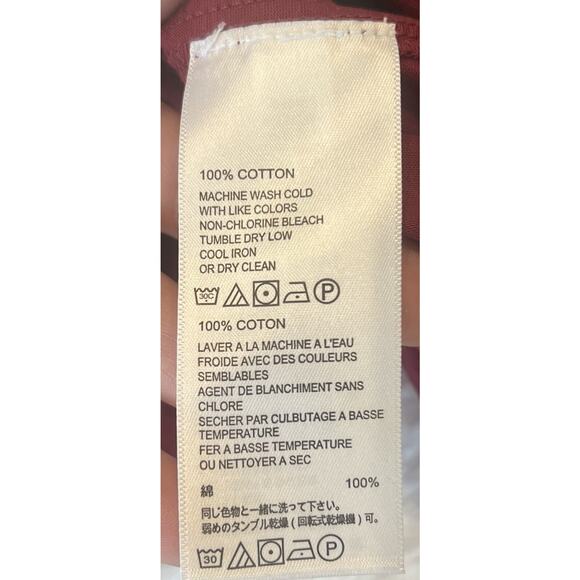 Tommy Bahama Womens Button Blouse Size XL 100% Cotton Roll Tab Casual Burgundy - Picture 8 of 11